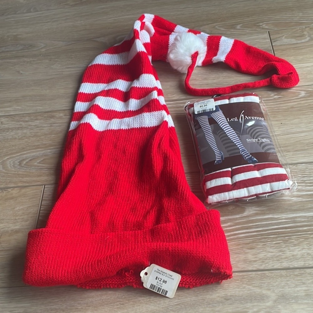 Striped hat and striped tights